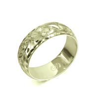  14Kグリーンゴールド バレル 幅6mm 厚み1.2mm マイレリーフ ダイヤモンドカット リング GB6B-C