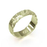  14Kグリーンゴールド バレル 幅6mm 厚み1.2mm マイレ＆カレイキニ カットアウト リング GB6C-A