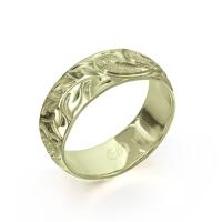  14Kグリーンゴールド バレル 幅6mm 厚み1.5mm マイレ＆カレイキニ ノーエッジ リング GB6C-E15