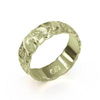  14Kグリーンゴールド バレル 幅6mm 厚み1.2mm カレイキニ カットアウト リング GB6E-A