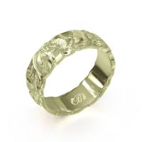  14Kグリーンゴールド バレル 幅6mm 厚み1.5mm カレイキニ カットアウト リング GB6E-A15