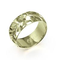  14Kグリーンゴールド バレル 幅8mm 厚み1.2mm マイレリーフ ノーエッジ リング GB8B-E