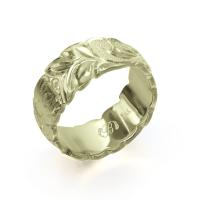  14Kグリーンゴールド バレル 幅8mm 厚み1.5mm マイレ＆カレイキニ カットアウト リング GB8C-A15