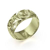  14Kグリーンゴールド バレル 幅8mm 厚み1.2mm マイレ＆カレイキニ ノーエッジ リング GB8C-E