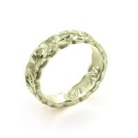  14Kグリーンゴールド フラット 幅4mm 厚み2mm プルメリア カットアウト リング GF4D-A20