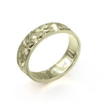  14Kグリーンゴールド フラット 幅4mm 厚み1.5mm プルメリア ノーエッジ リング GF4D-E15