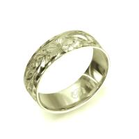  14Kグリーンゴールド フラット 幅6mm 厚み1.2mm マイレリーフ ダイヤモンドカット リング GF6B-C