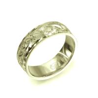  14Kグリーンゴールド フラット 幅6mm 厚み1.5mm マイレリーフ ダイヤモンドカット リング GF6B-C15