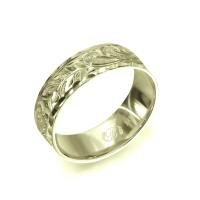  14Kグリーンゴールド フラット 幅6mm 厚み1.2mm マイレ＆カレイキニ ダイヤモンドカット リング GF6C-C