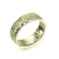  14Kグリーンゴールド フラット 幅6mm 厚み1.5mm マイレ＆カレイキニ ダイヤモンドカット リング GF6C-C15