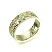  14Kグリーンゴールド フラット 幅6mm 厚み2mm マイレ＆カレイキニ ダイヤモンドカット リング GF6C-C20