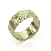  14Kグリーンゴールド フラット 幅8mm 厚み1.2mm マイレ＆カレイキニ カットアウト リング GF8C-A