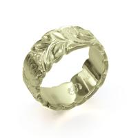  14Kグリーンゴールド フラット 幅8mm 厚み1.5mm マイレ＆カレイキニ カットアウト リング GF8C-A15