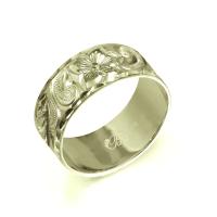  14Kグリーンゴールド フラット 幅8mm 厚み1.2mm カレイキニ ダイヤモンドカット リング GF8E-C