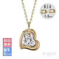 ハワイアンジュエリー ダブルハート ネックレス K14カットあずきチェーン太さ1.4mm CG-GP101YW-CH1020