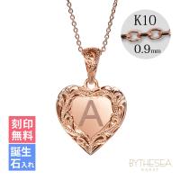 ハワイアンジュエリー イニシャル ハート ネックレス K10カットあずきチェーン太0.9mm CG-GP110R-228SDC4