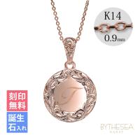 ハワイアンジュエリー イニシャル ラウンド ネックレス カットあずきチェーン太さ0.9mm CG-GP112R-CH123