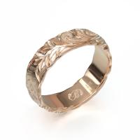  14Kピンクゴールド バレル 幅6mm 厚み1.5mm マイレ＆カレイキニ カットアウト リング PB6C-A15