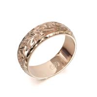  14Kピンクゴールド バレル 幅6mm 厚み1.5mm マイレ＆カレイキニ ダイヤモンドカット リング PB6C-C15