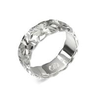  シルバー925 バレル 幅6mm 厚み1.5mm プルメリア カットアウト リング SB6D-A15