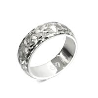  シルバー925 バレル 幅6mm 厚み2mm プルメリア ダイヤモンドカット リング SB6D-C20
