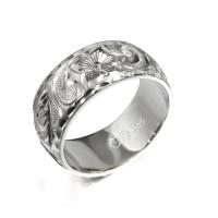  シルバー925 バレル 幅8mm 厚み1.5mm カレイキニ ダイヤモンドカット リング SB8E-C15