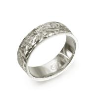  14Kホワイトゴールド フラット 幅6mm 厚み1.5mm マイレ＆カレイキニ ダイヤモンドカット リング WF6C-C15