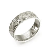  14Kホワイトゴールド フラット 幅6mm 厚み1.5mm カレイキニ ダイヤモンドカット リング WF6E-C15