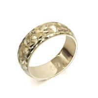  14Kイエローゴールド バレル 幅6mm 厚み1.5mm プルメリア ダイヤモンドカット リング YB6D-C15