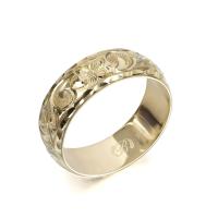  14Kイエローゴールド バレル 幅6mm 厚み1.2mm カレイキニ ダイヤモンドカット リング YB6E-C