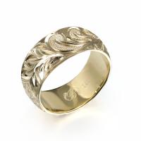  14Kイエローゴールド バレル 幅8mm 厚み1.5mm マイレ＆カレイキニ ノーエッジ リング YB8C-E15