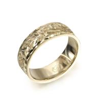  14Kイエローゴールド フラット 幅6mm 厚み1.5mm マイレ＆カレイキニ ダイヤモンドカット リング YF6C-C15