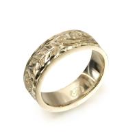  14Kイエローゴールド フラット 幅6mm 厚み2mm マイレ＆カレイキニ ダイヤモンドカット リング YF6C-C20