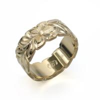  14Kイエローゴールド フラット 幅8mm 厚み1.5mm マイレリーフ カットアウト リング YF8B-A15