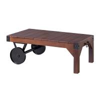 トロリーテーブル　ルオーターベンチ　ガーデンベンチ　木テーブル　天然木　アイアン　車輪　車輪付き　ガーデン　庭　屋内　屋外 | ミラクルガーマヤフー店