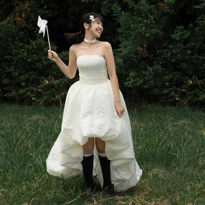 LL ぽっちゃり花嫁◎ 前撮り ピンク ショートウエディングドレス ミニ