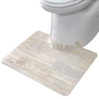 サンコー ずれない トイレマット 拭ける 床汚れ防止 ショート ホワイト ウッド 55×43cm おくだけ吸着 日本製 KV-16 | mitusawa10