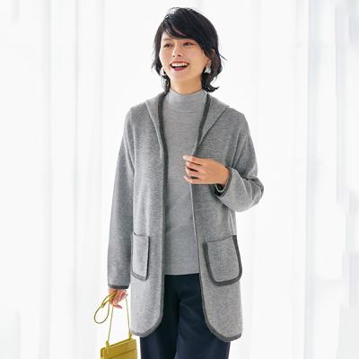 シニアファッション 60代（レディースノーカラージャケット）｜コート