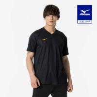 ミズノ公式 ナビドライTシャツ 半袖／V首 ユニセックス ブラック×ゴールド | ミズノ公式オンライン Yahoo!店