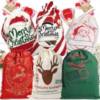 クリスマス ギフトバッグ 6種 サンタ トナカイ ラッピング 袋 巾着 バッグ 大 / 赤 レッド 緑 グリーン 白 ホワイト / 包装紙 XL 50×70cm プレゼント包装 
