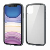 エレコム elecom iPhone11 ケース カバー TPU ポリカーボネート フレームカラー 耐衝撃 ストラップホール付 グレー | バリアスレーベル