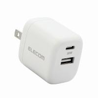 エレコム elecom USB Type-C 充電器 PD 対応 最大出力30W タイプC ×1 タイプA ×1 GaN 小型 軽量 Type C USB-C コンセント ホワイト | バリアスレーベル