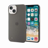エレコム elecom iPhone 14 ケース カバー ハード リサイクル樹脂 軽量 薄型 カメラ周り保護 ストラップホール付 高透明 ブラック | バリアスレーベル