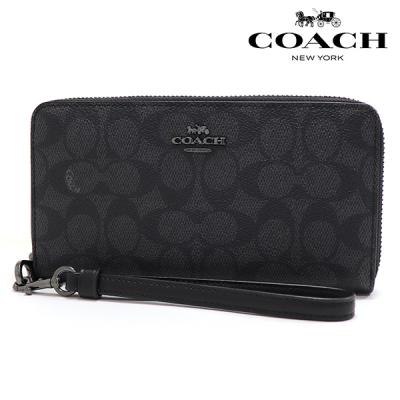 COACH 折り財布 新品 チャコール ブラック お札入れ 小銭入れ メンズ COACH コーチ 二つ折り財布 メンズ 折りたたみ財布 ミニ財布