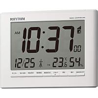 リズム(RHYTHM) 目覚まし時計 電波時計 デジタル 温度 湿度 カレンダー ホワイト 12.9x16.9x2.8cm 8RZ203SR03 | MLPストア
