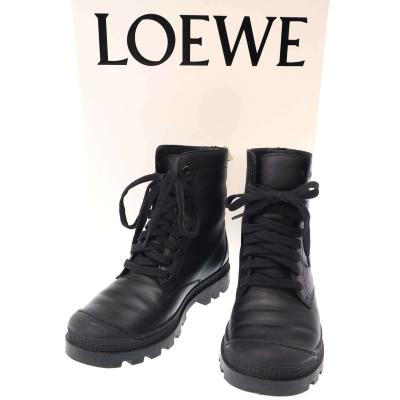LOEWE 黒 レザー ハイカットブーツ 送料無料 LOEWE ロエベ レザースニーカー ブーツ 37 ハイカット