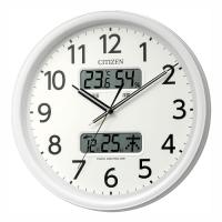 リズム(RHYTHM) シチズン 掛け時計 電波時計 アナログ 温度 湿度 カレンダー 連続秒針 Φ35x5.6cm CITIZEN 8FYA06-003　白 | 木馬家具