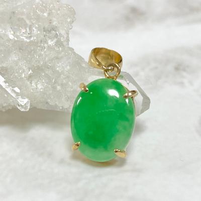 K18K YG グリーン翡翠オーバルペンダントヘッドヒスイQVC18K