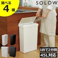 ゴミ箱 45リットル おしゃれ 分別 スリム キッチン用 蓋付き 生ゴミ フタ付き 袋が見えない RISU リス SOLOW ソロウ 袋の交換が楽なダストボックス 40L | モノギャラリー