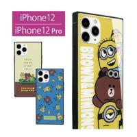 iPhone12 ケース iPhone12 Pro ケース ガラス スクエア BROWN＆MINIONS iPhone12Pro アイフォン12 プロ mini-278 | スマホケース雑貨モノモード2号店